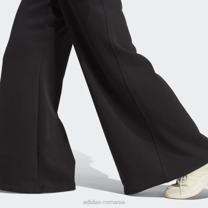 Adidas pantaloni largi din fleece lounge negri femei negru 2JBN8936