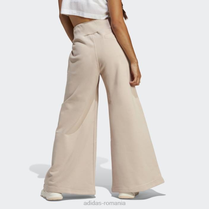 Adidas pantaloni largi din fleece lounge taupe adidas femei taupe 2JBN9231