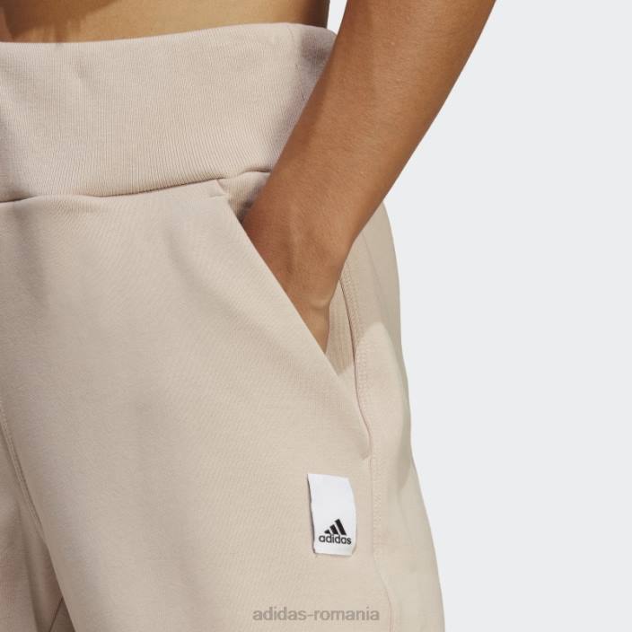 Adidas pantaloni largi din fleece lounge taupe adidas femei taupe 2JBN9231