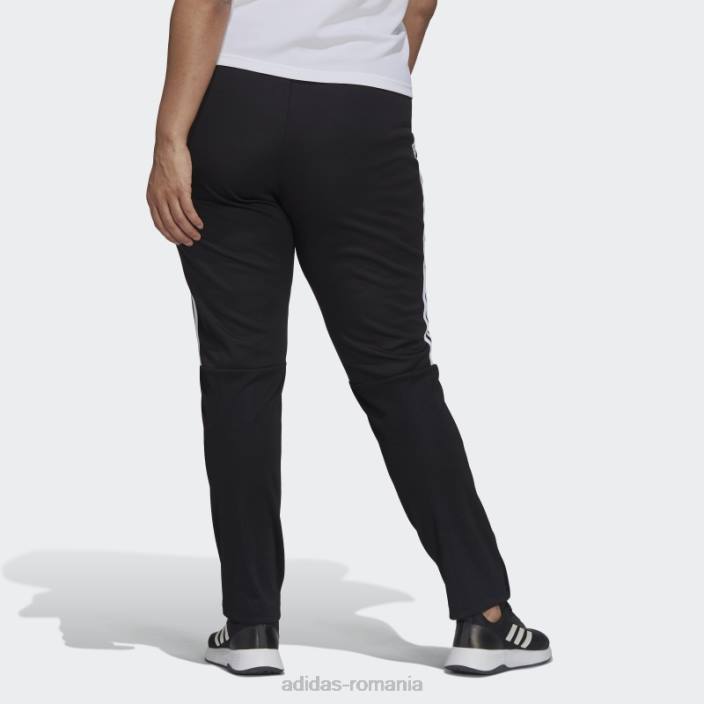 Adidas pantaloni negri aeroready sereno croi cu 3 dungi, pantaloni subțiri conici (mărime plus) femei alb negru 2JBN8938
