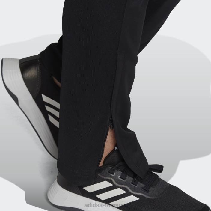 Adidas pantaloni negri aeroready sereno croi cu 3 dungi, pantaloni subțiri conici (mărime plus) femei alb negru 2JBN8938