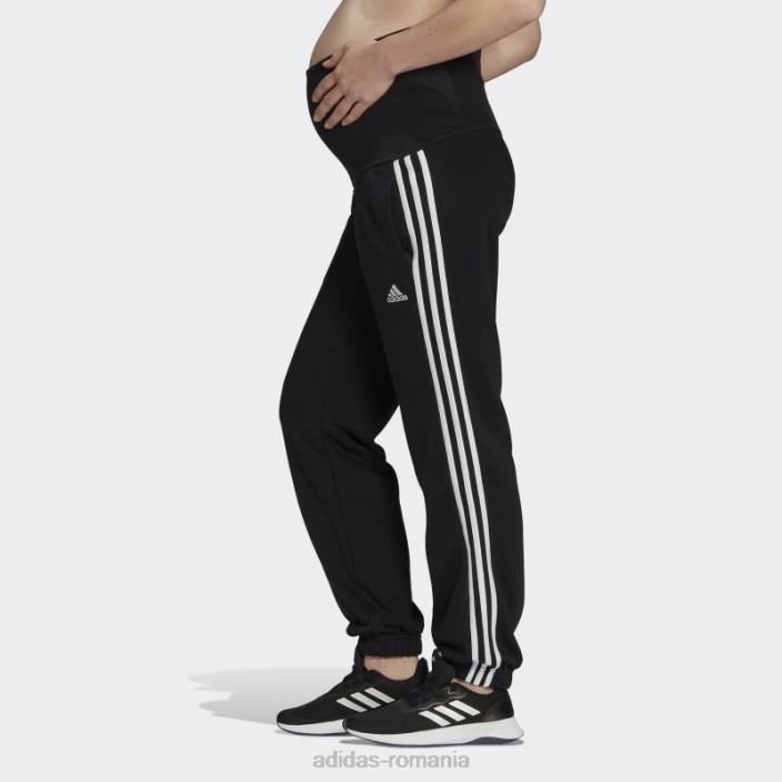 Adidas pantaloni negri din bumbac cu 3 dungi (maternitate) femei alb negru 2JBN2675