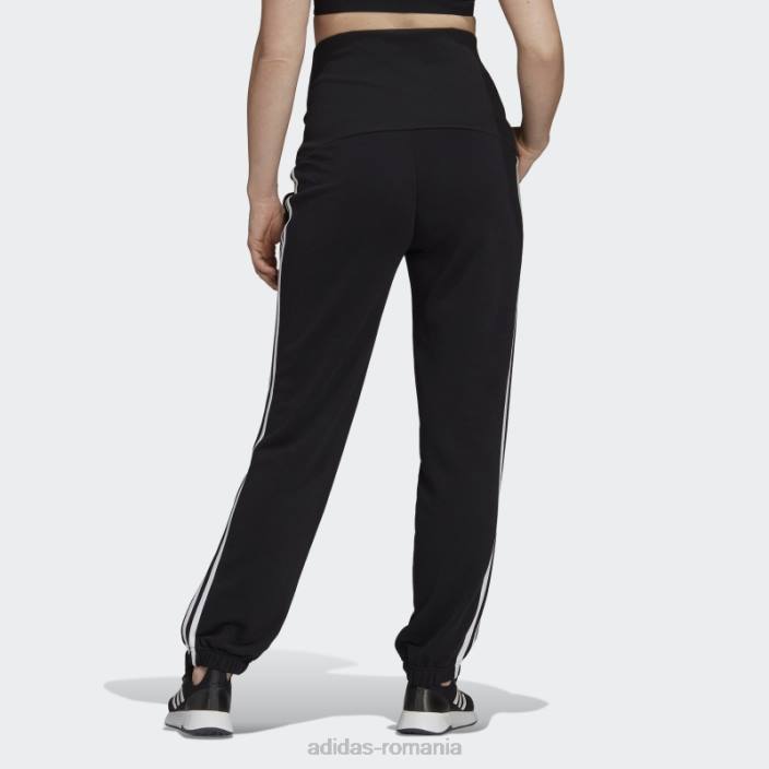 Adidas pantaloni negri din bumbac cu 3 dungi (maternitate) femei alb negru 2JBN2675