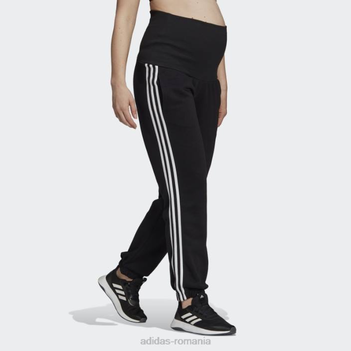 Adidas pantaloni negri din bumbac cu 3 dungi (maternitate) femei alb negru 2JBN2675