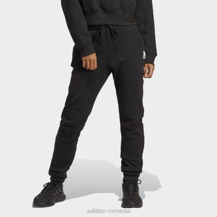 Adidas pantaloni negri din fleece lounge eleganti femei negru 2JBN8962