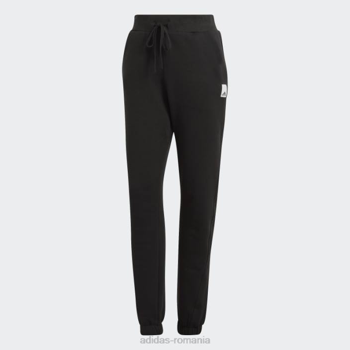 Adidas pantaloni negri din fleece lounge eleganti femei negru 2JBN8962