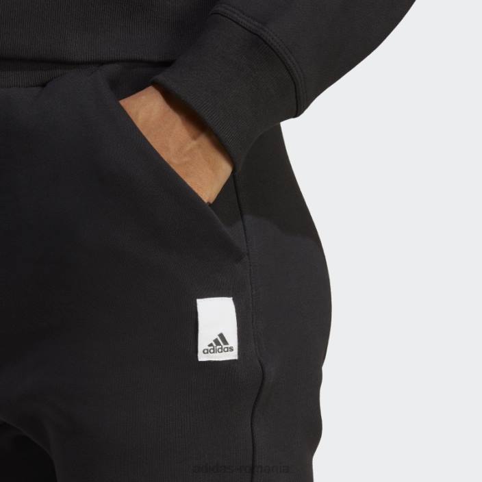 Adidas pantaloni negri din fleece lounge eleganti femei negru 2JBN8962