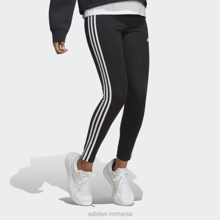 Adidas pantaloni negri din jerseu cu 3 dungi cu talie înaltă adidas femei alb negru 2JBN2235