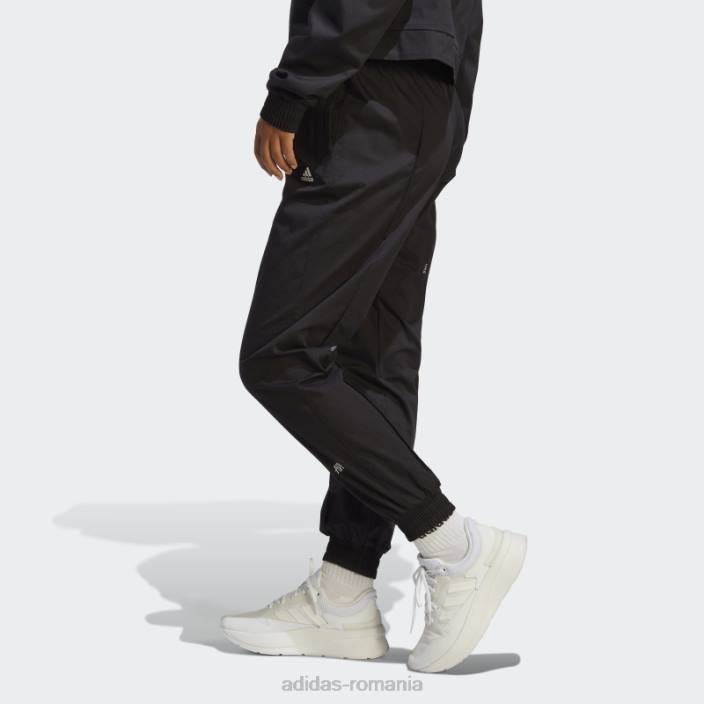 Adidas pantaloni negri largi, cu grafică inspirată de cristale vindecătoare femei alb negru 2JBN8974