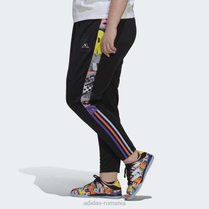 Adidas pantaloni negri tiro pride (mărime plus) femei negru/multicolor 2JBN3148