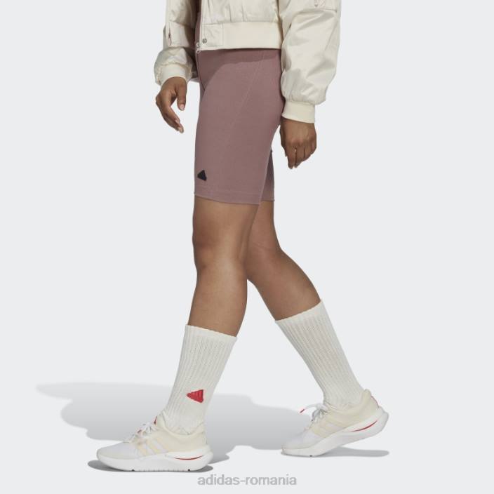 Adidas pantaloni scurți biker cu coaste violet femei violet/negru 2JBN3724