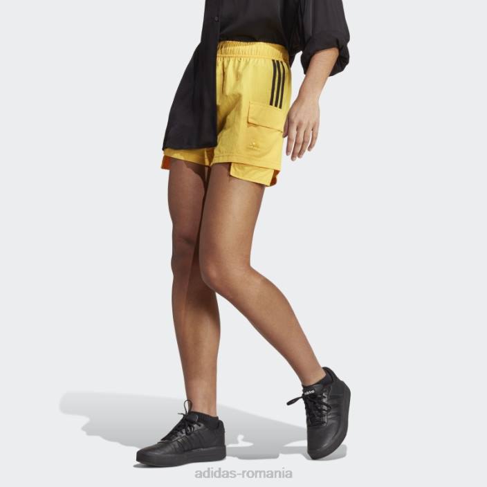 Adidas pantaloni scurți cargo țesuți de dans auriu femei auriu/negru 2JBN8837