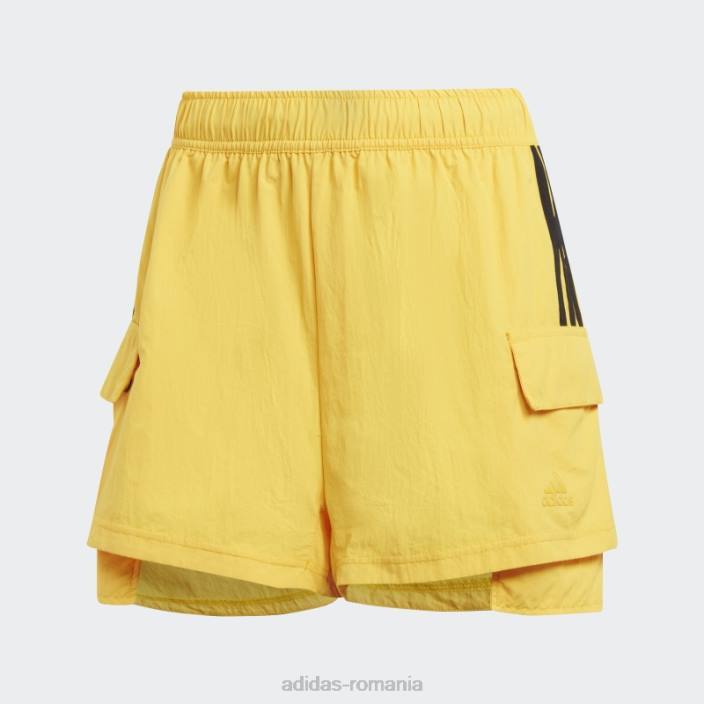 Adidas pantaloni scurți cargo țesuți de dans auriu femei auriu/negru 2JBN8837