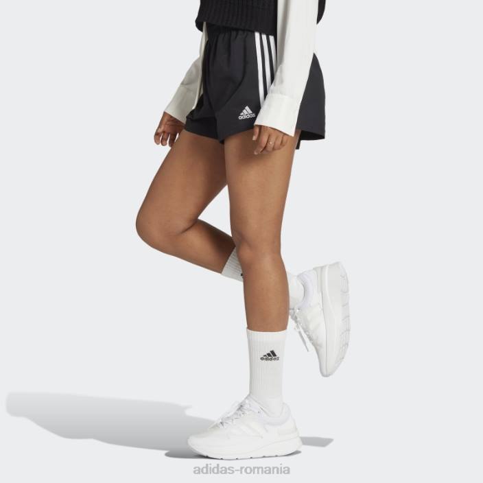 Adidas pantaloni scurți țesuți cu 3 dungi alb femei alb negru 2JBN2333