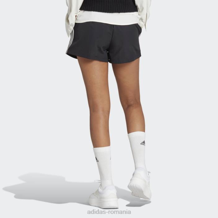 Adidas pantaloni scurți țesuți cu 3 dungi alb femei alb negru 2JBN2333