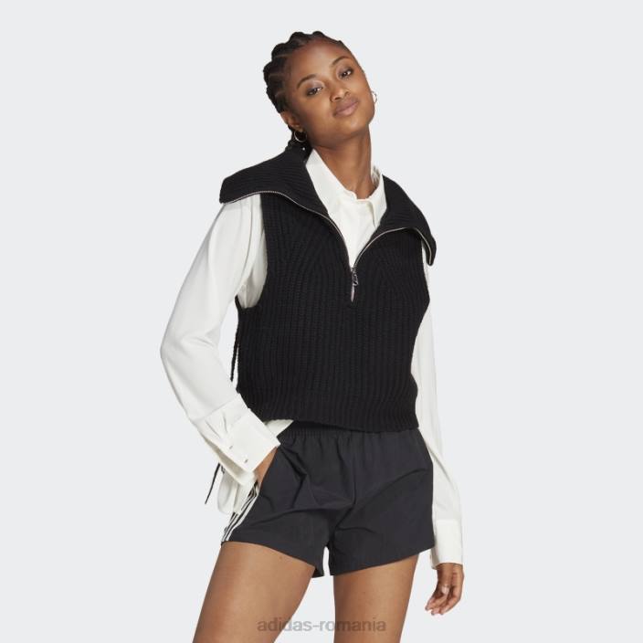Adidas pantaloni scurți țesuți cu 3 dungi alb femei alb negru 2JBN2333
