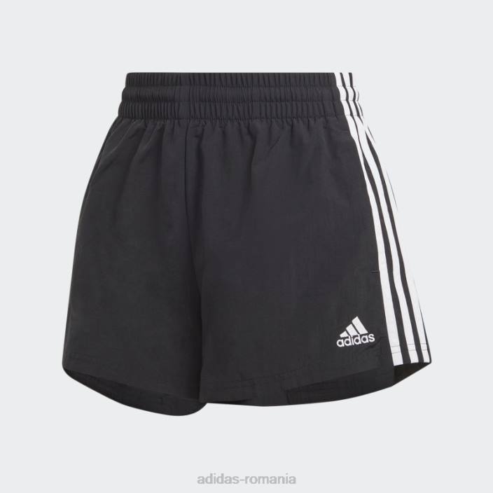 Adidas pantaloni scurți țesuți cu 3 dungi alb femei alb negru 2JBN2333