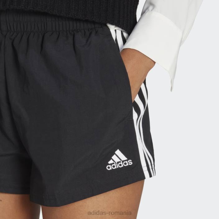 Adidas pantaloni scurți țesuți cu 3 dungi alb femei alb negru 2JBN2333