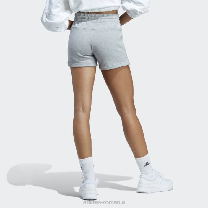 Adidas pantaloni scurți liniar french terry essentials gri mediu femei gri mediu/alb 2JBN9454