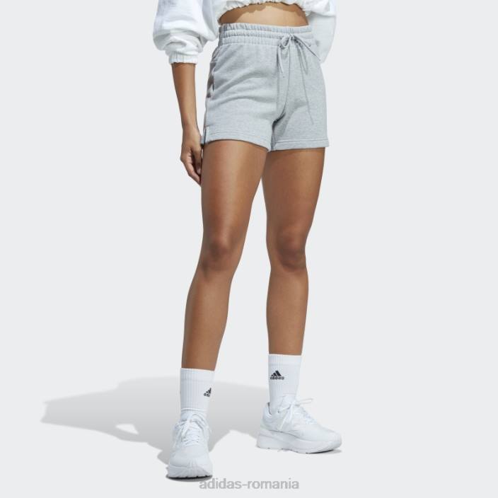 Adidas pantaloni scurți liniar french terry essentials gri mediu femei gri mediu/alb 2JBN9454
