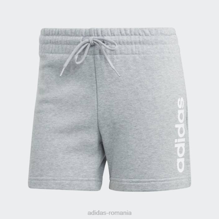 Adidas pantaloni scurți liniar french terry essentials gri mediu femei gri mediu/alb 2JBN9454