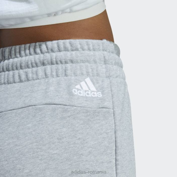 Adidas pantaloni scurți liniar french terry essentials gri mediu femei gri mediu/alb 2JBN9454