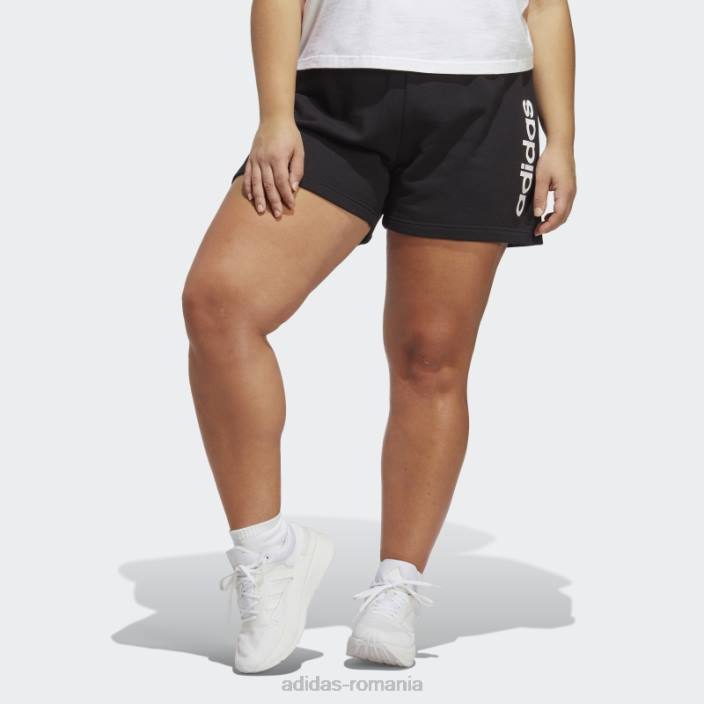 Adidas pantaloni scurți negri essentials lineari din țesătură franțuzească (mărime plus) femei alb negru 2JBN17363