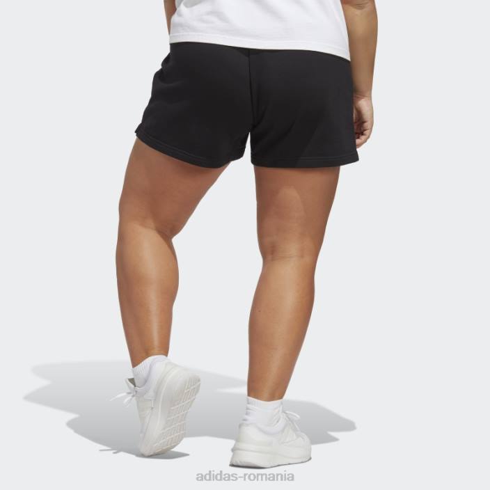 Adidas pantaloni scurți negri essentials lineari din țesătură franțuzească (mărime plus) femei alb negru 2JBN17363