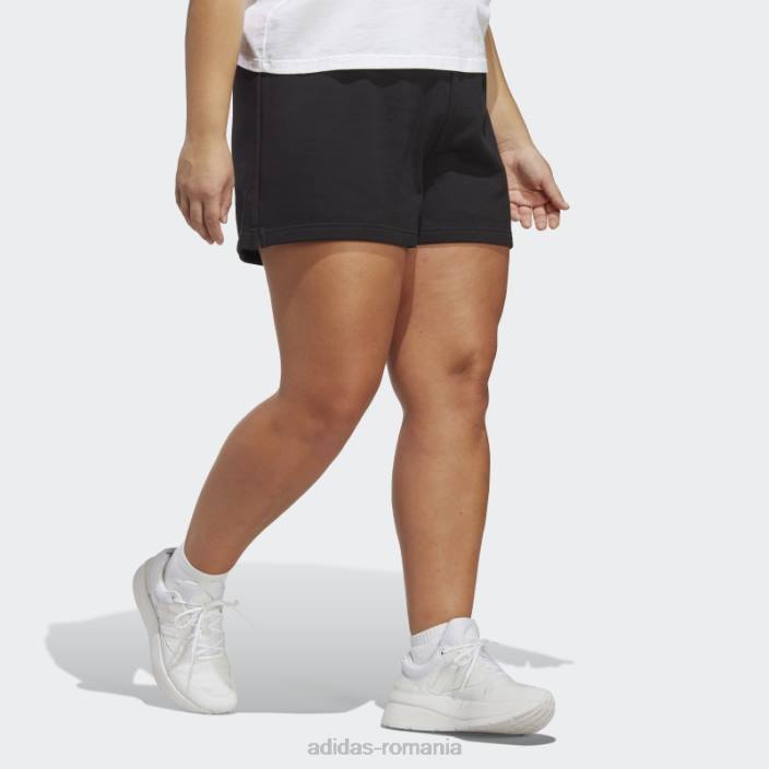 Adidas pantaloni scurți negri essentials lineari din țesătură franțuzească (mărime plus) femei alb negru 2JBN17363