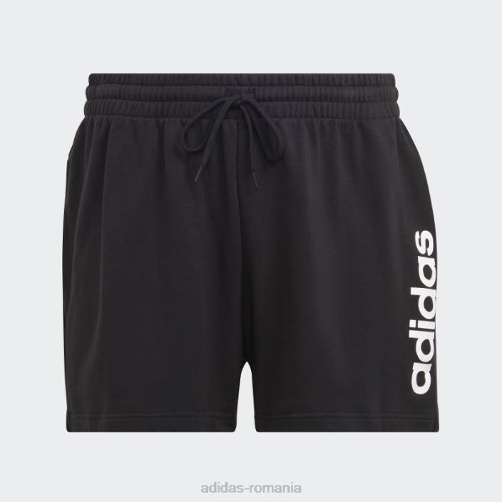 Adidas pantaloni scurți negri essentials lineari din țesătură franțuzească (mărime plus) femei alb negru 2JBN17363