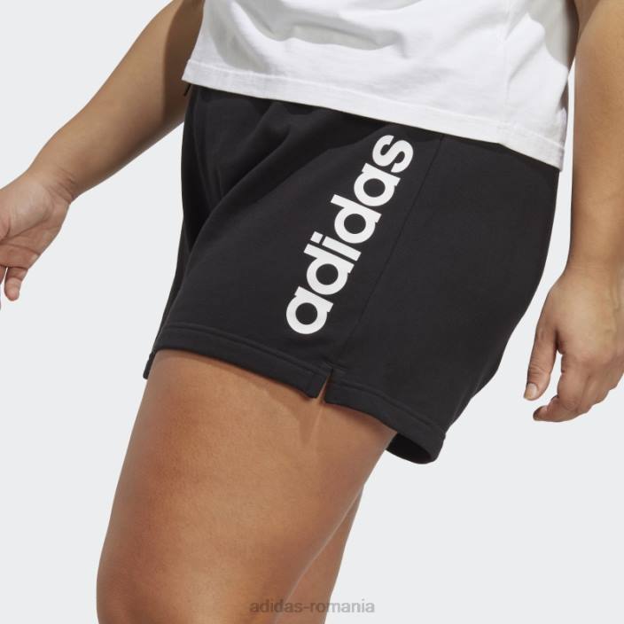 Adidas pantaloni scurți negri essentials lineari din țesătură franțuzească (mărime plus) femei alb negru 2JBN17363