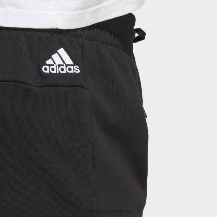 Adidas pantaloni scurți negri essentials lineari din țesătură franțuzească (mărime plus) femei alb negru 2JBN17363