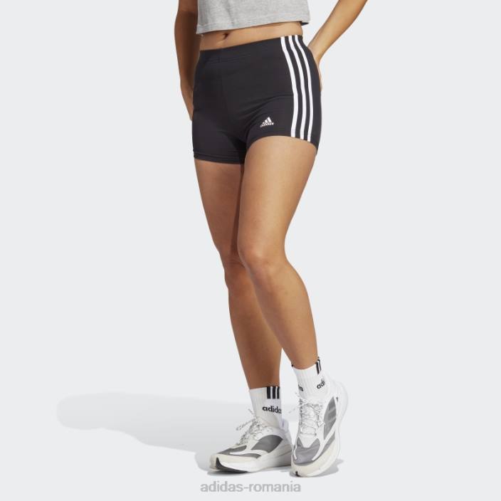 Adidas pantaloni scurți negru cu 3 dungi din jerseu simplu adidas femei alb negru 2JBN9759