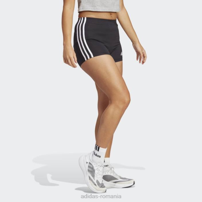 Adidas pantaloni scurți negru cu 3 dungi din jerseu simplu adidas femei alb negru 2JBN9759