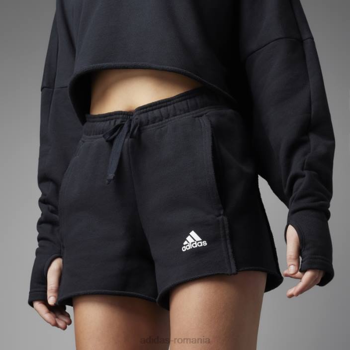 Adidas pantaloni scurți relaxați cu talie înaltă colective, negri femei negru 2JBN9199