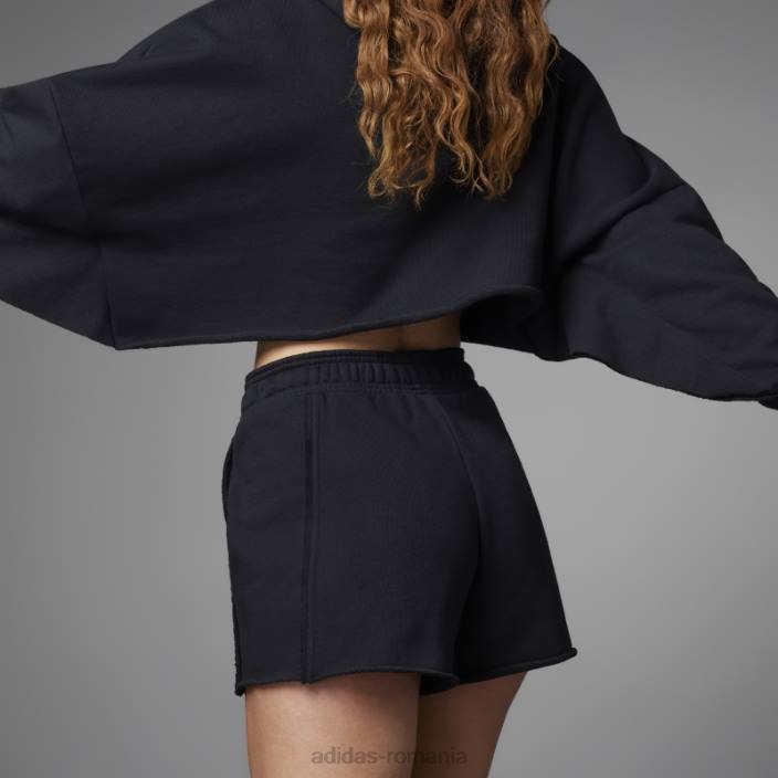 Adidas pantaloni scurți relaxați cu talie înaltă colective, negri femei negru 2JBN9199