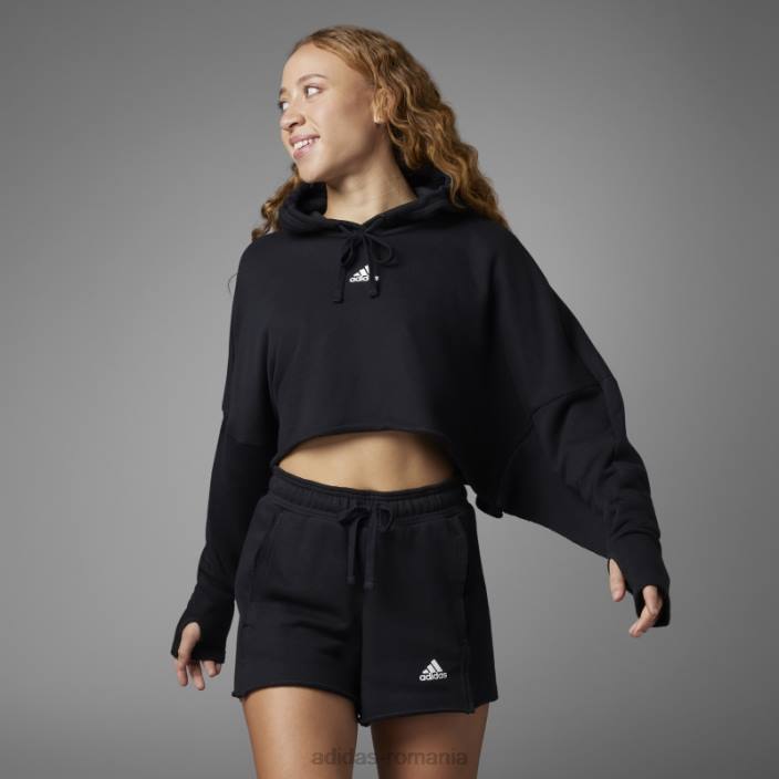Adidas pantaloni scurți relaxați cu talie înaltă colective, negri femei negru 2JBN9199