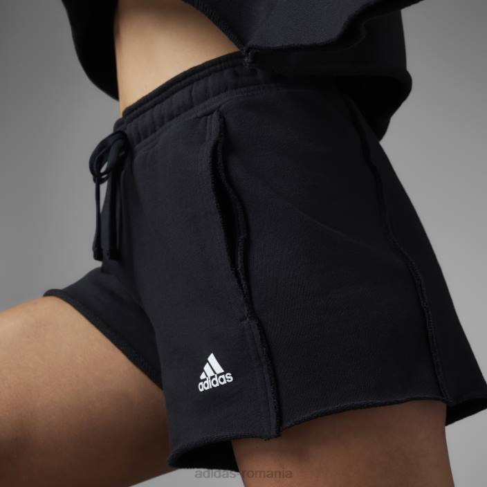 Adidas pantaloni scurți relaxați cu talie înaltă colective, negri femei negru 2JBN9199
