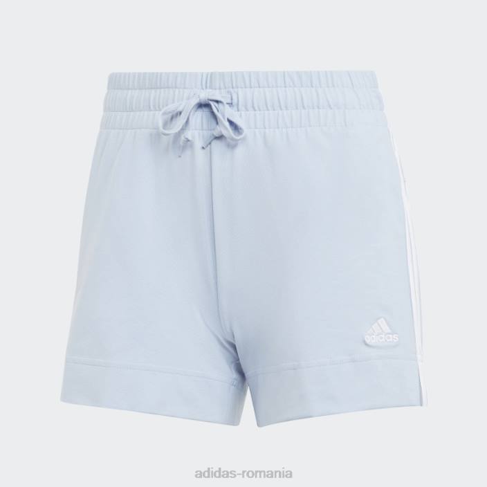 Adidas pantaloni scurți slim cu 3 dungi esențiali albastru zori femei albastru zori/alb 2JBN9463