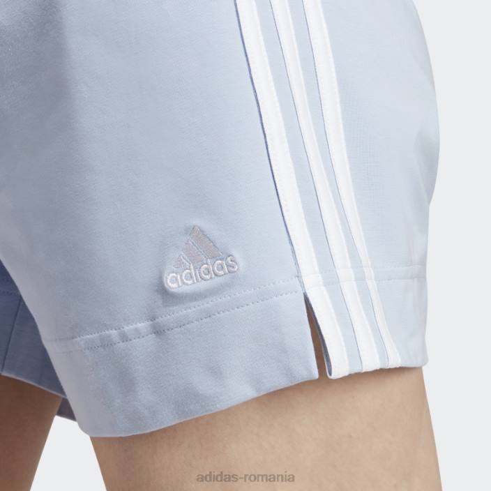 Adidas pantaloni scurți slim cu 3 dungi esențiali albastru zori femei albastru zori/alb 2JBN9463