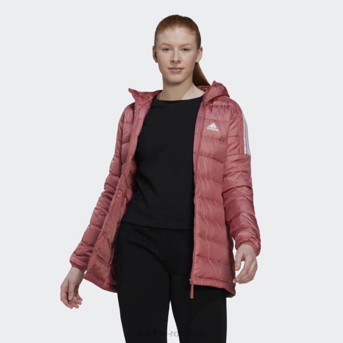 Adidas parka cu glugă din puf deschis de culoare roșie femei roșu 2JBN17054