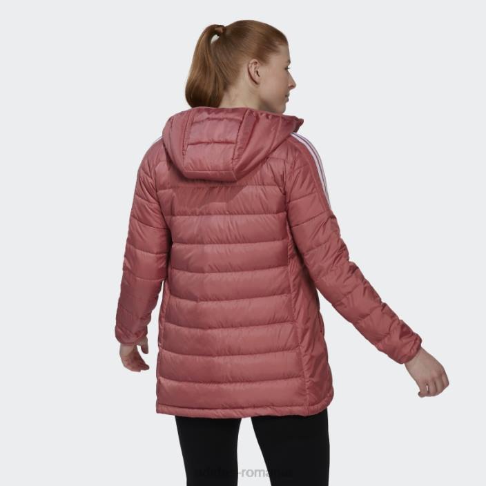 Adidas parka cu glugă din puf deschis de culoare roșie femei roșu 2JBN17054