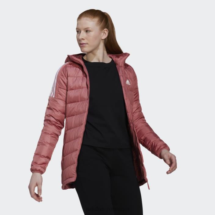 Adidas parka cu glugă din puf deschis de culoare roșie femei roșu 2JBN17054