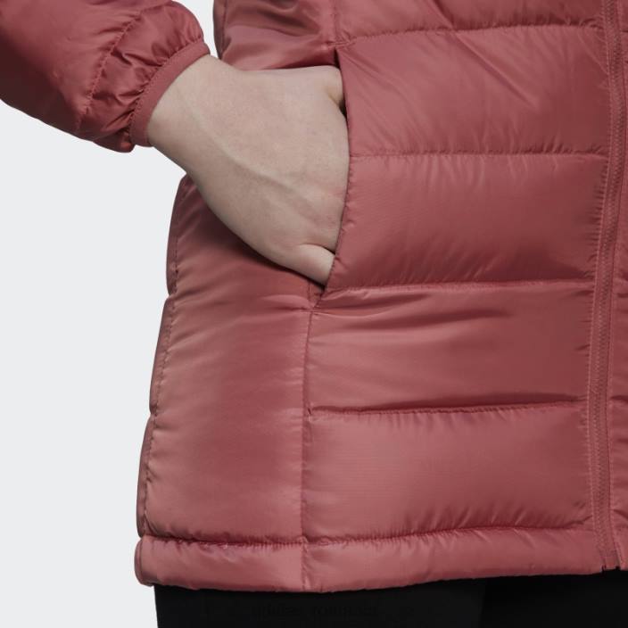 Adidas parka cu glugă din puf deschis de culoare roșie femei roșu 2JBN17054