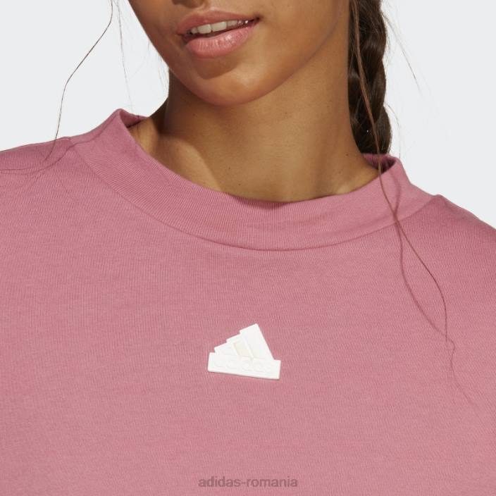 Adidas pictograme de viitor roz 3 dungi moda tricou femei roz 2JBN9117