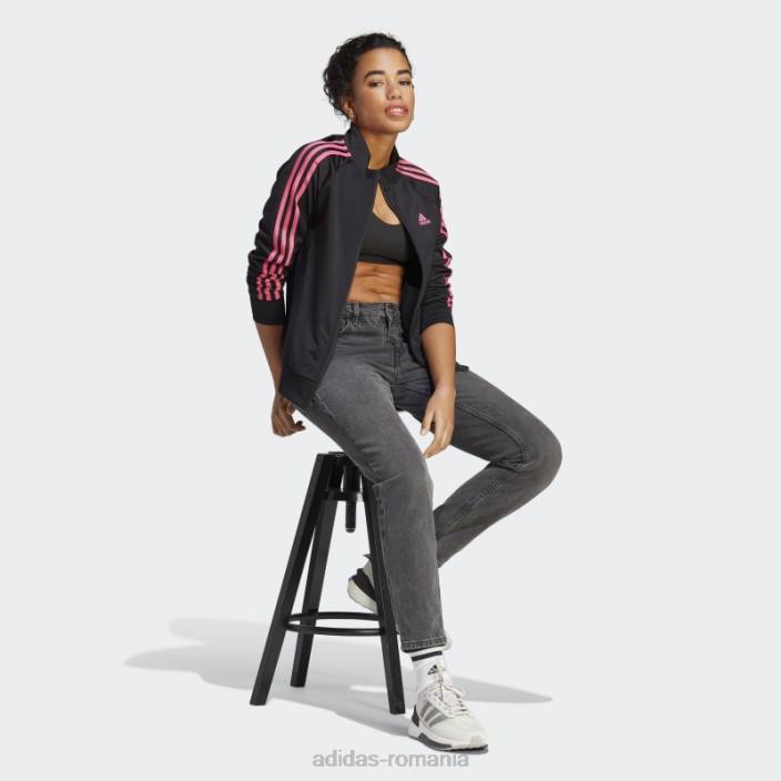 Adidas primegreen essentials warm-up jachetă de sport subțire cu 3 dungi, magenta femei negru/magenta 2JBN9471