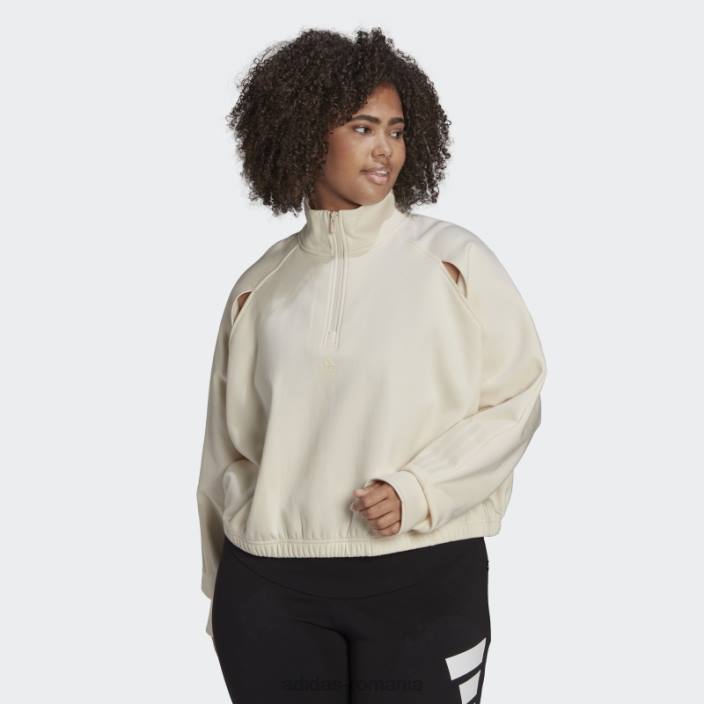 Adidas pulover fleece hyperglam (plus marime) alb femei alb 2JBN3158