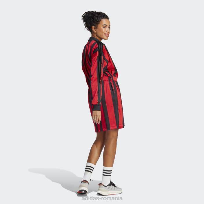 Adidas rochie din jerse jacquard negru femei negru/stacojiu/alb 2JBN9275