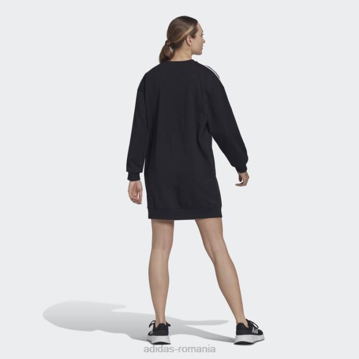 Adidas rochie neagra essentials cu 3 dungi femei alb negru 2JBN10457