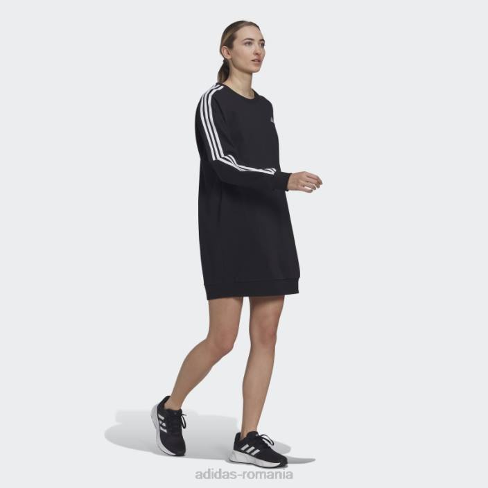Adidas rochie neagra essentials cu 3 dungi femei alb negru 2JBN10457